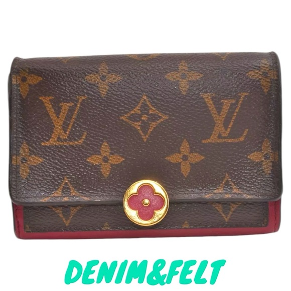🩷Louis Vuitton Monogram Pink Portefeuille Flore Compact WalletPRELOVED!!🤎🌸